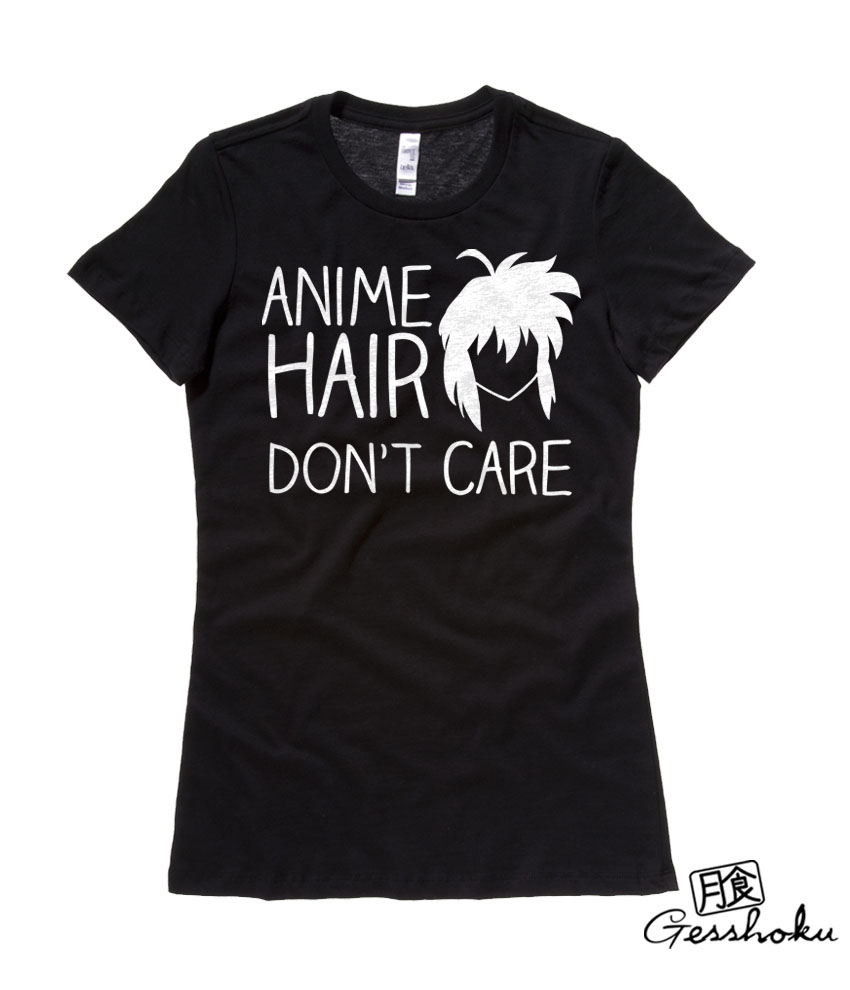 Anime Hair, Don't Care Ladies T-shirt - Black