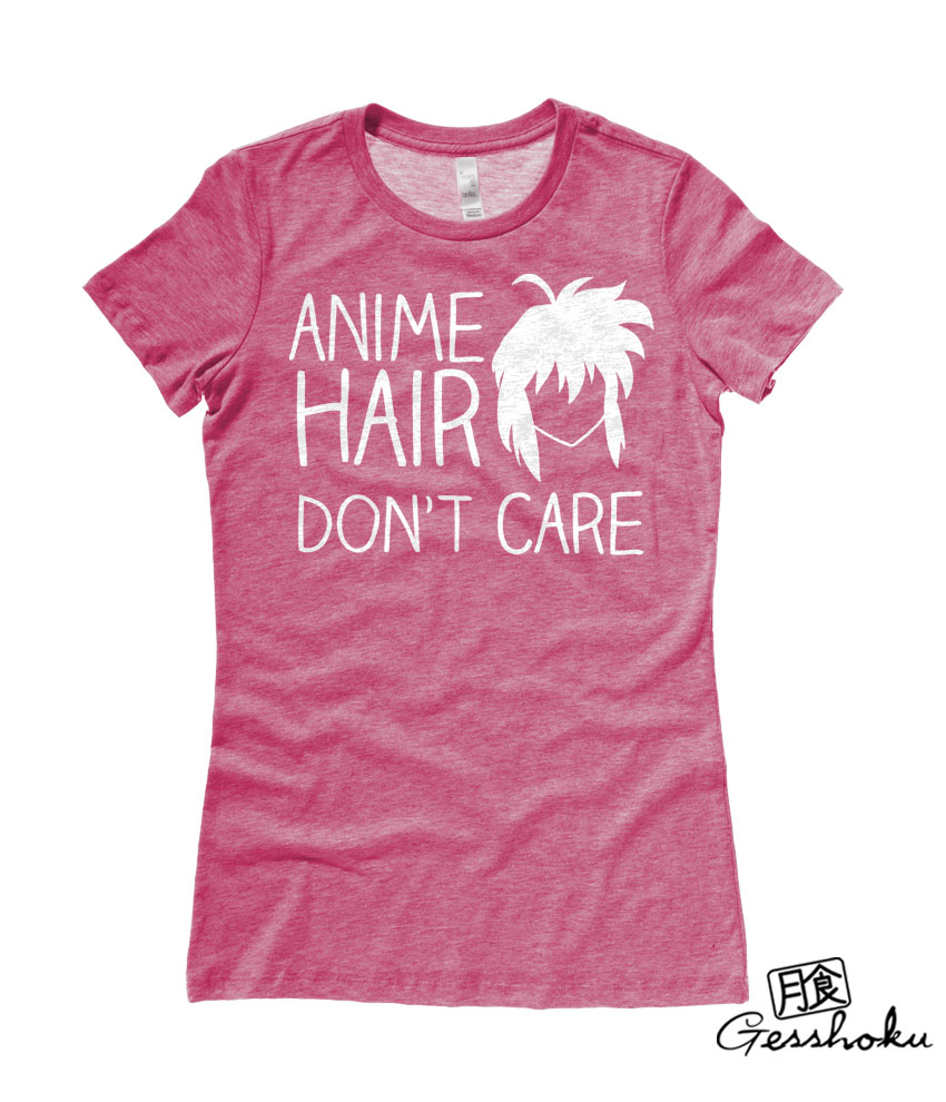 Anime Hair, Don't Care Ladies T-shirt - Heather Raspberry