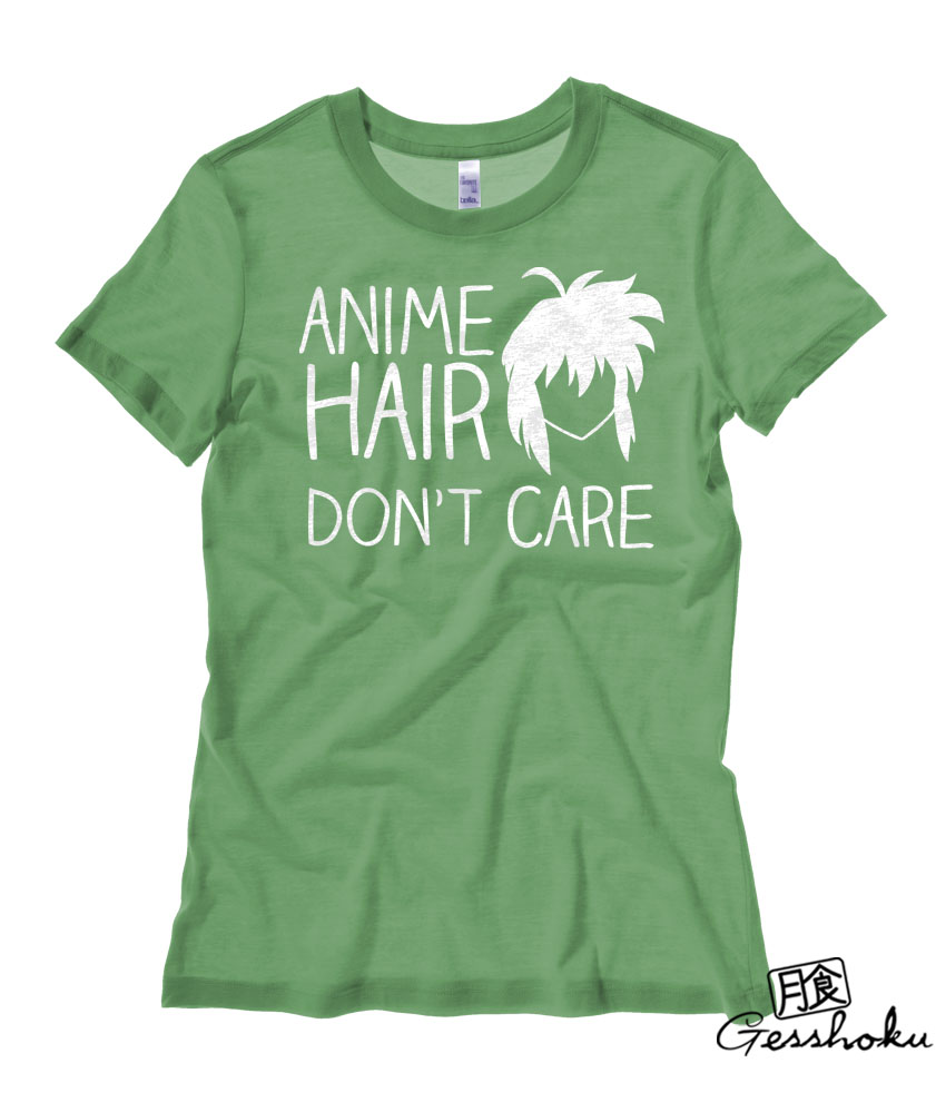 Anime Hair, Don't Care Ladies T-shirt - Leaf Green