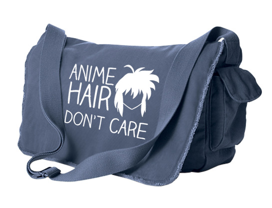 Anime Hair, Don't Care Messenger Bag - Denim Blue
