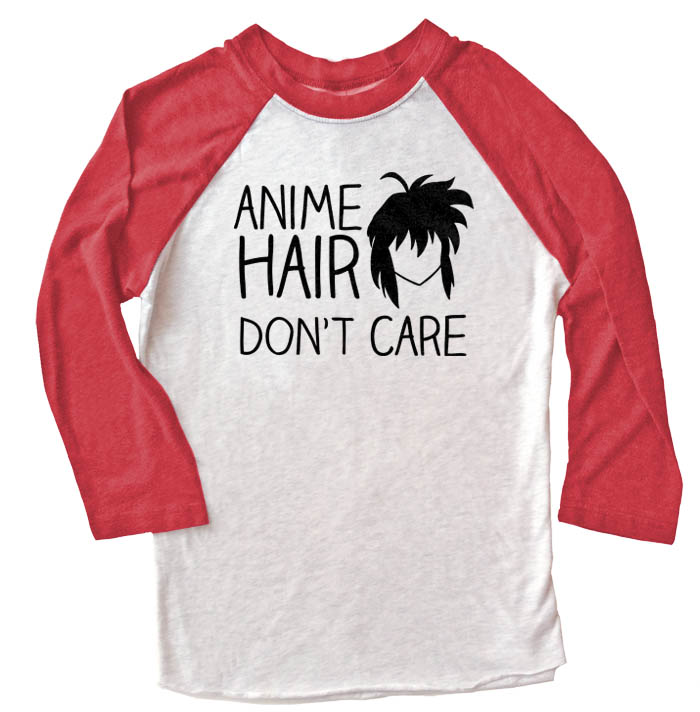 Anime Hair Don't Care Raglan T-shirt - Red/White