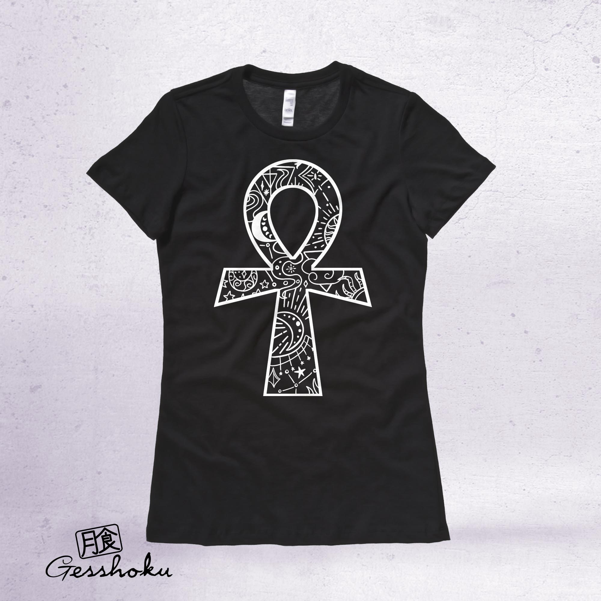 Ankh Illustration Ladies T-shirt - Black