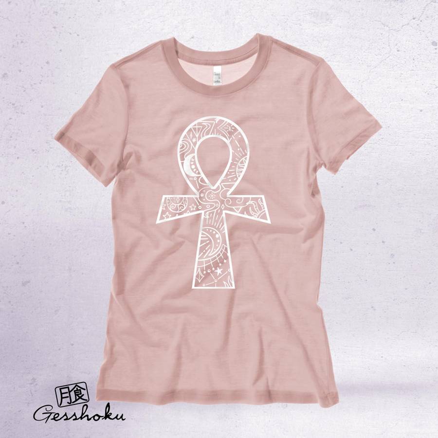 Ankh Illustration Ladies T-shirt - Rose Gold