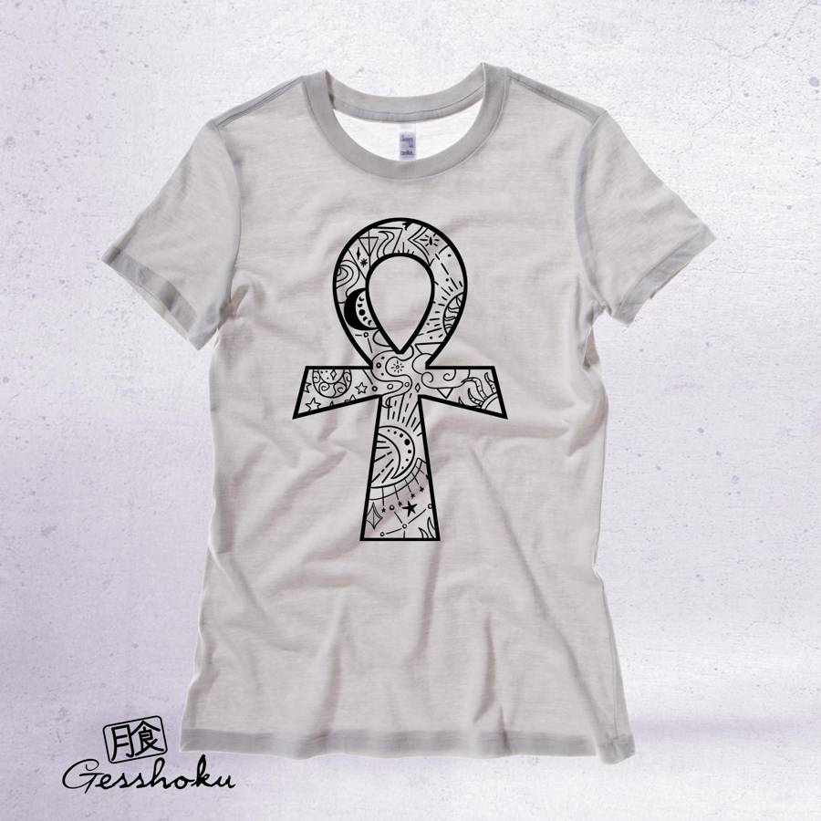 Ankh Illustration Ladies T-shirt - Silver