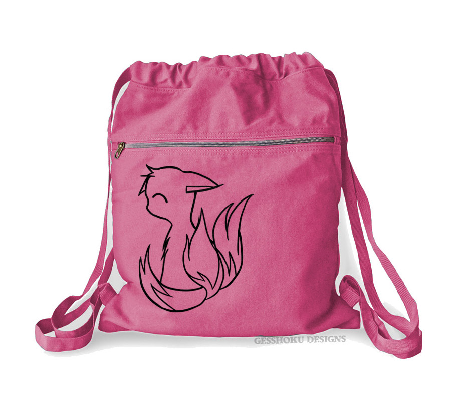 3-tailed Baby Kitsune Cinch Backpack - Pink