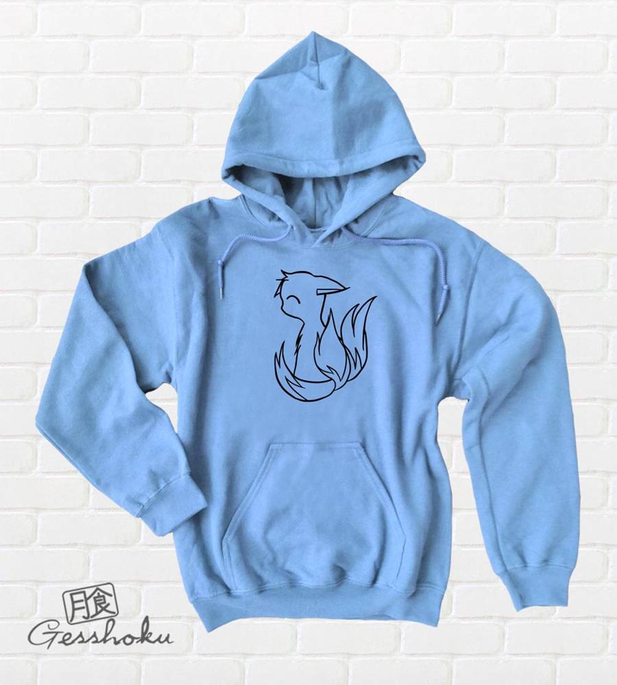 3-tailed Baby Kitsune Pullover Hoodie - Light Blue