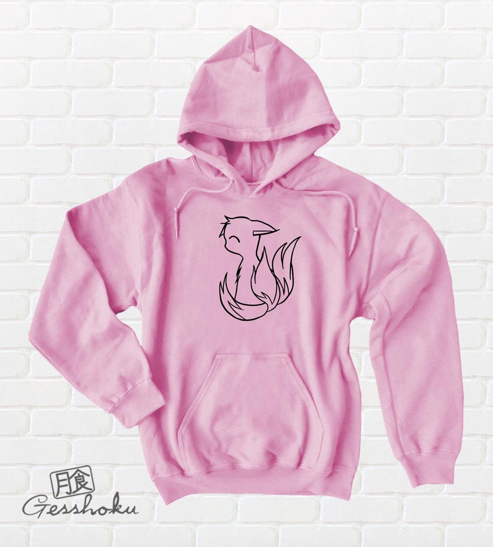 3-tailed Baby Kitsune Pullover Hoodie - Light Pink