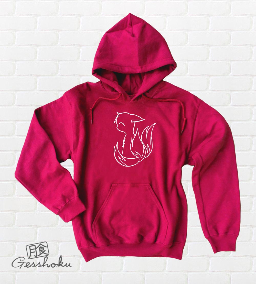 3-tailed Baby Kitsune Pullover Hoodie - Red