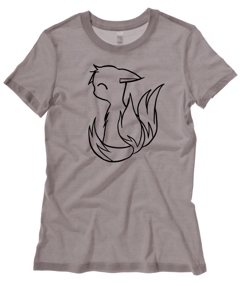 3-tailed Baby Kitsune Ladies T-shirt - Pebble Brown