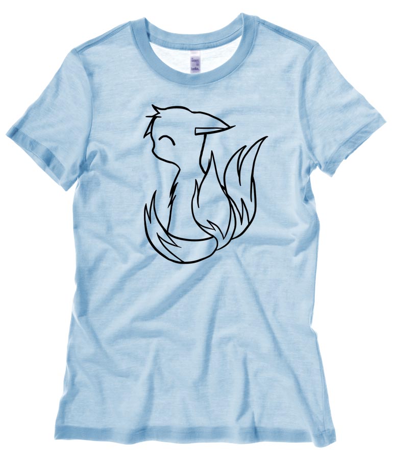 3-tailed Baby Kitsune Ladies T-shirt - Light Blue