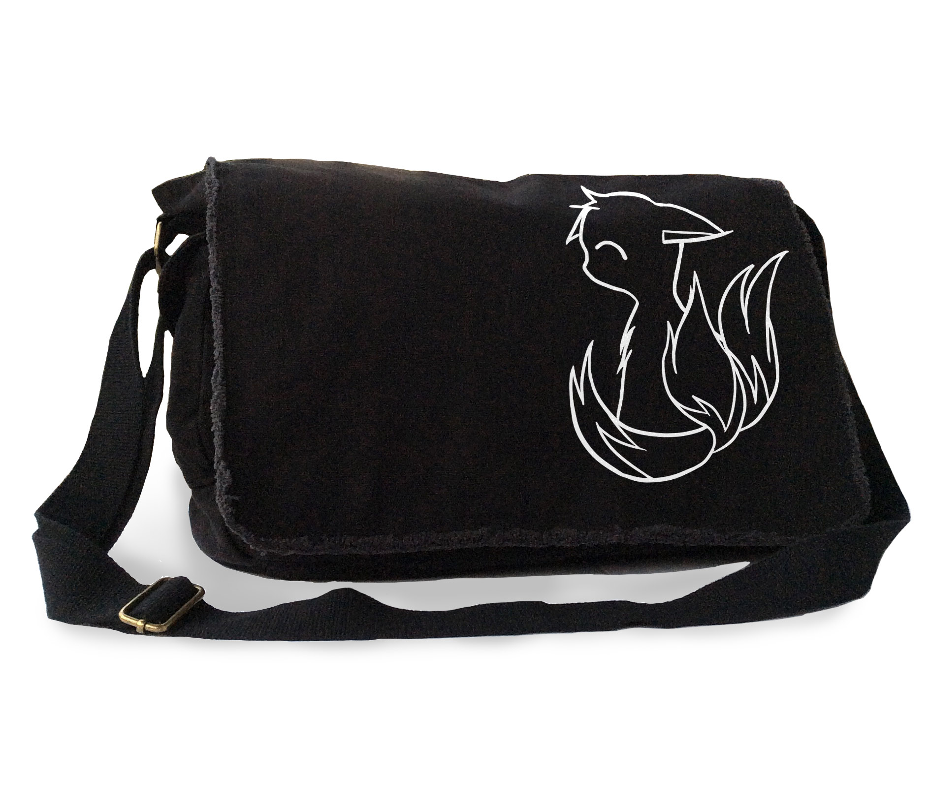 3-Tailed Baby Kitsune Messenger Bag - Black-