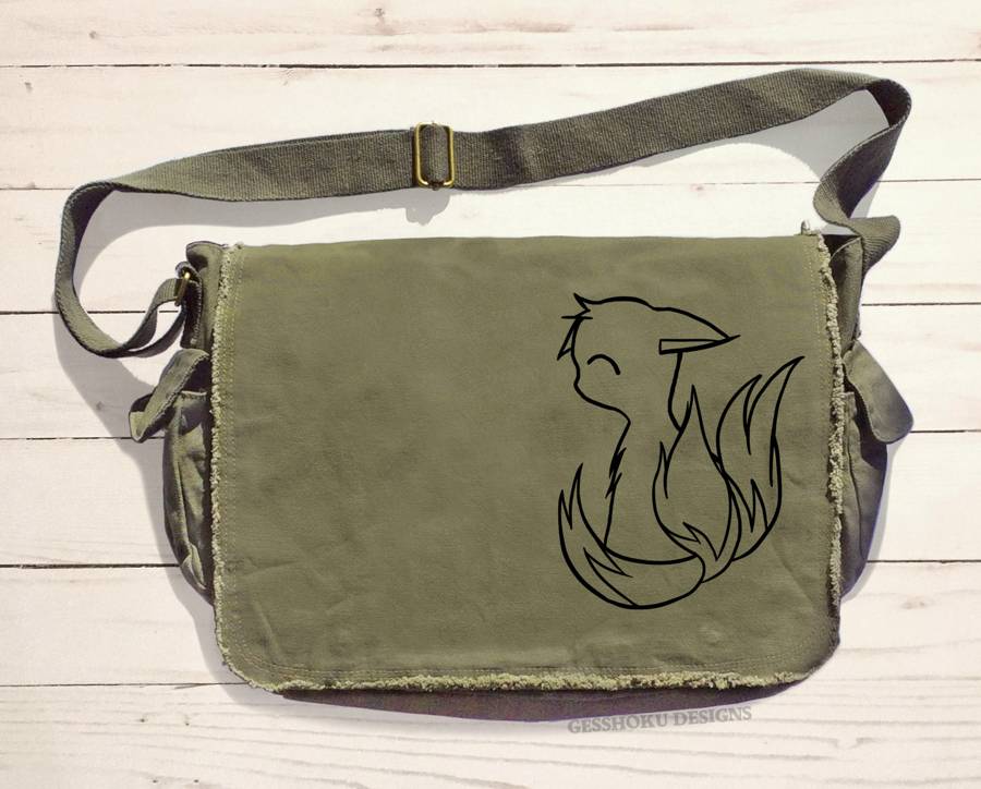 3-Tailed Baby Kitsune Messenger Bag - Khaki Green