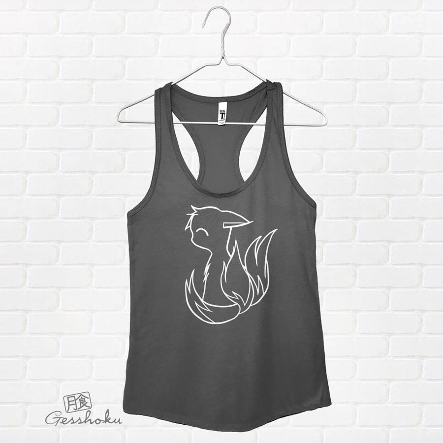 3-Tailed Baby Kitsune Racerback Tank Top - Charcoal Grey