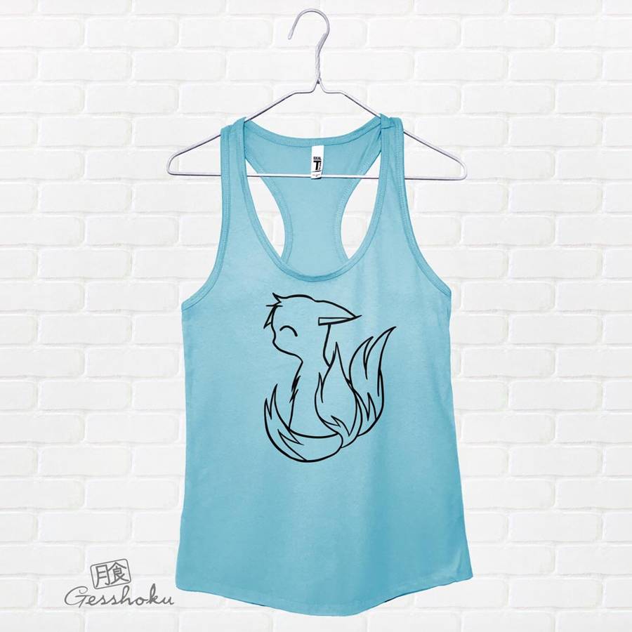 3-Tailed Baby Kitsune Racerback Tank Top - Peach