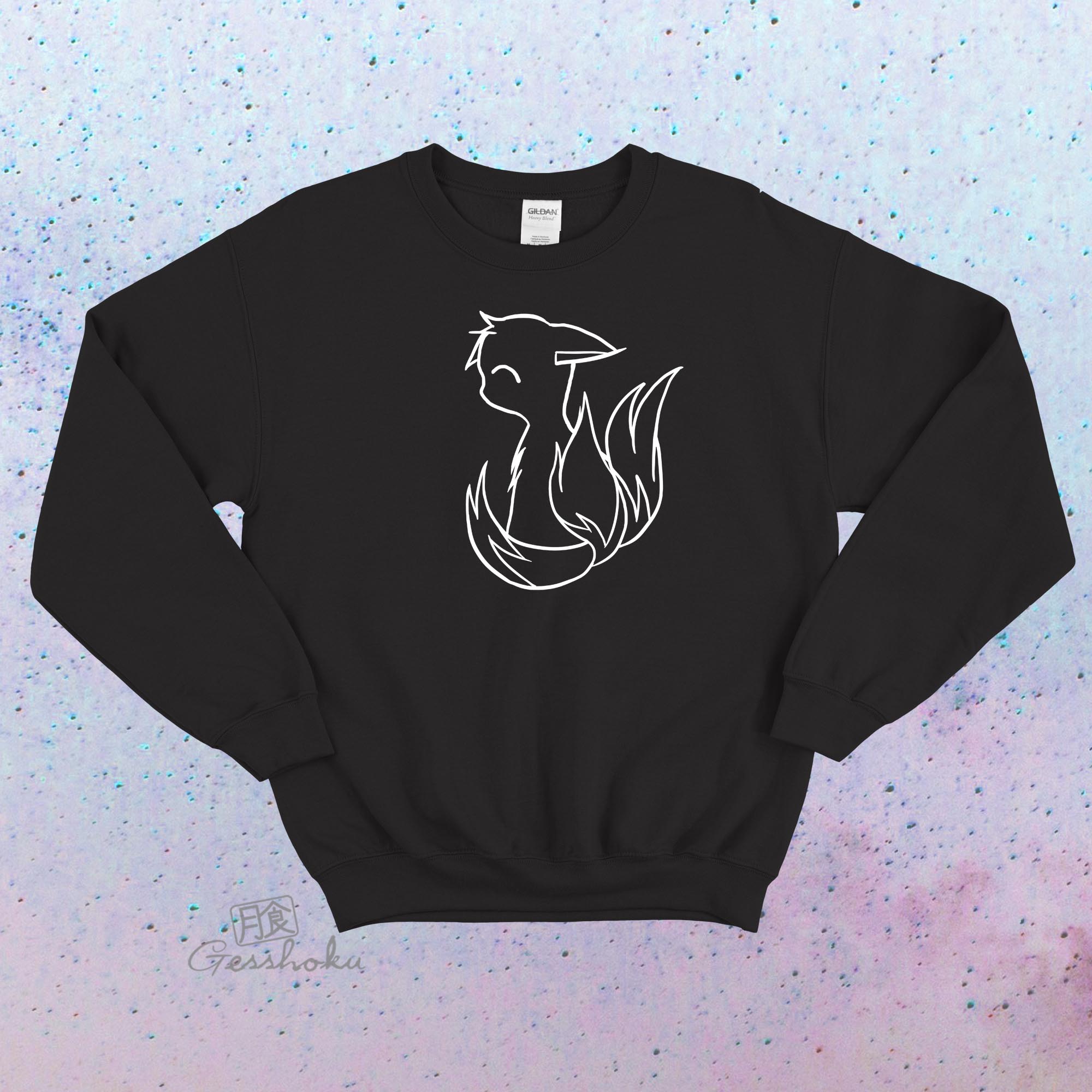 3-tailed Baby Kitsune Crewneck Sweatshirt - Black