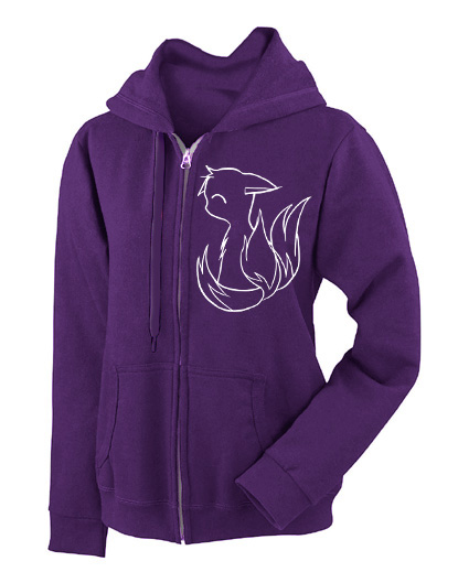 3-tailed Baby Kitsune Zip Hoodie - Purple