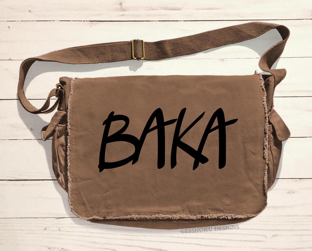 Baka (text) Messenger Bag - Brown