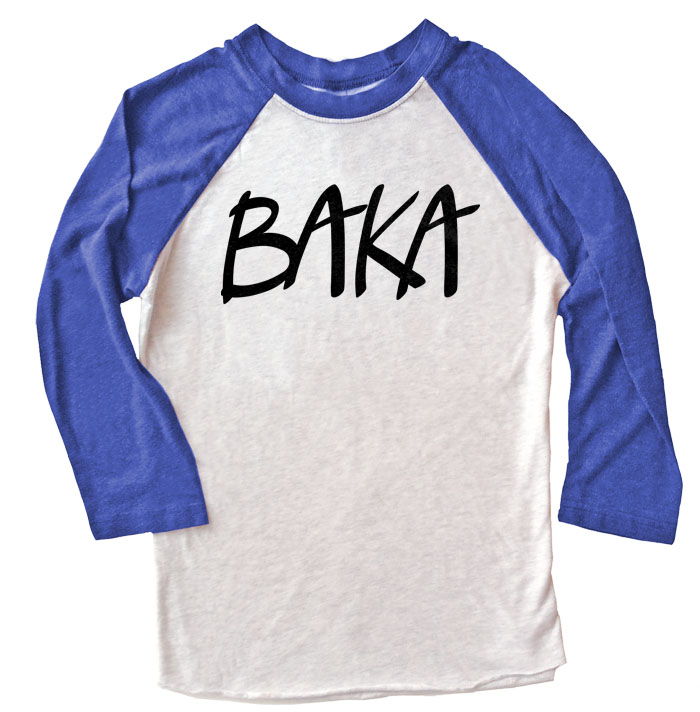 BAKA (text) Raglan T-shirt - Royal Blue/White