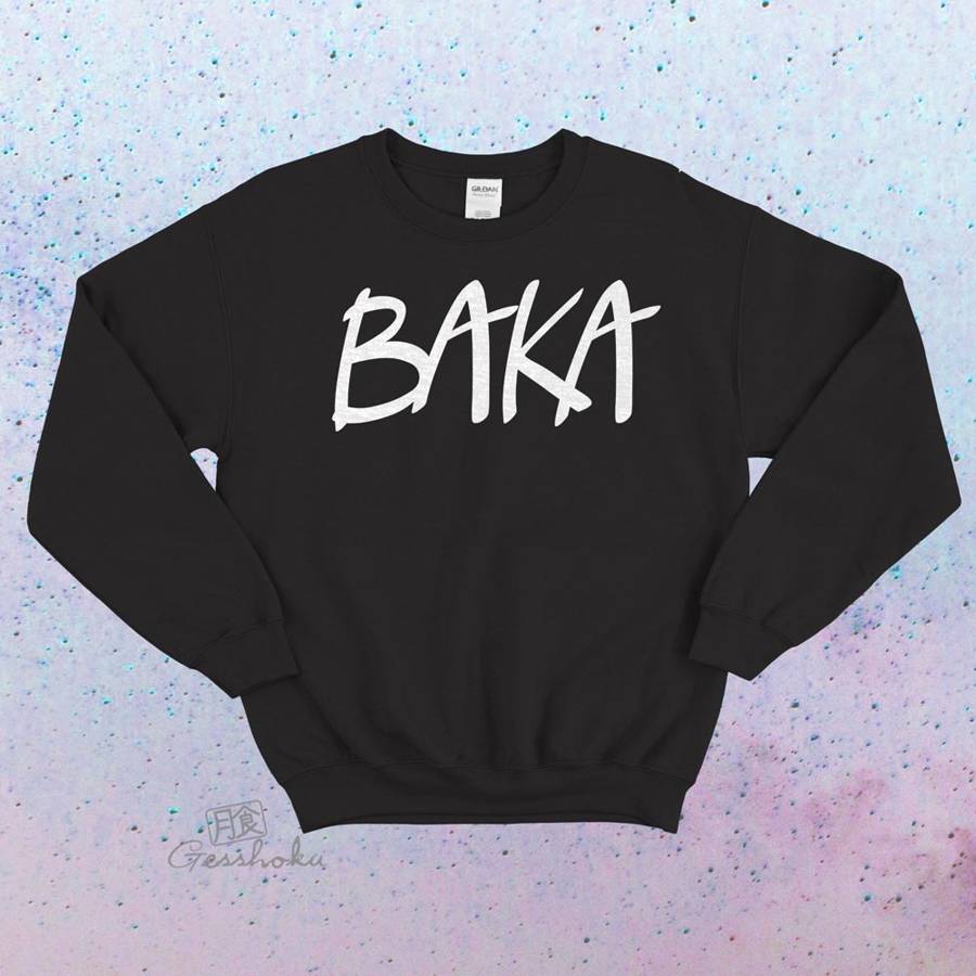 BAKA (text) Crewneck Sweatshirt - Black