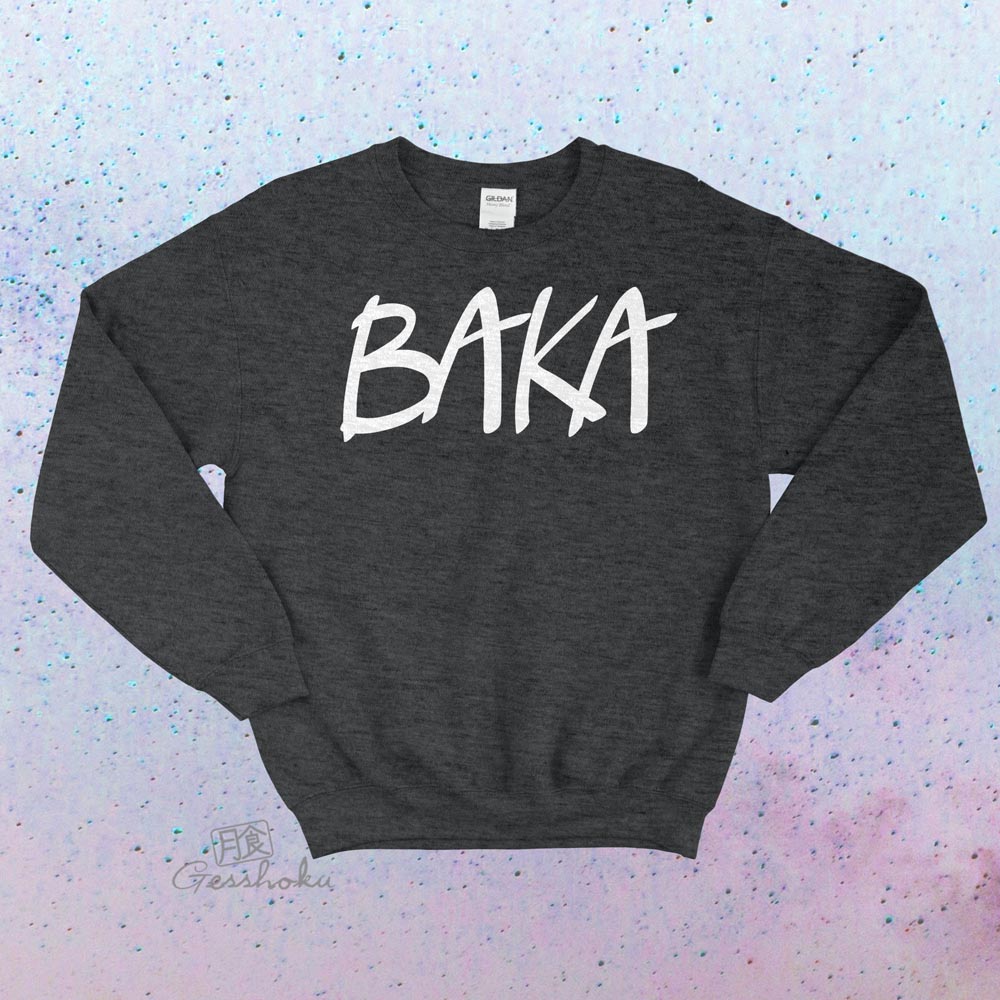 BAKA (text) Crewneck Sweatshirt - Heather Black