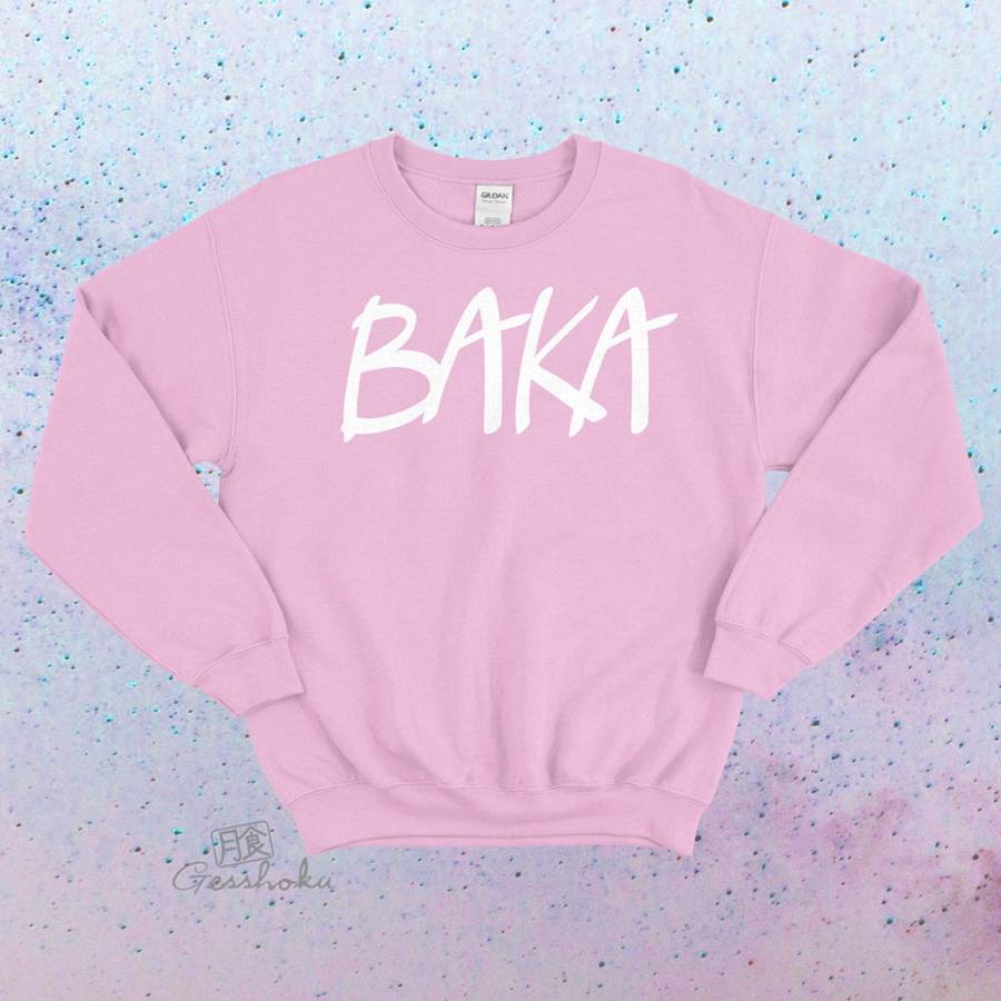 BAKA (text) Crewneck Sweatshirt - Light Pink