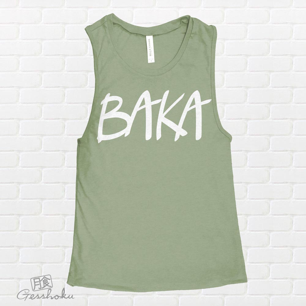BAKA (text) Sleeveless Tank Top - Zen Green