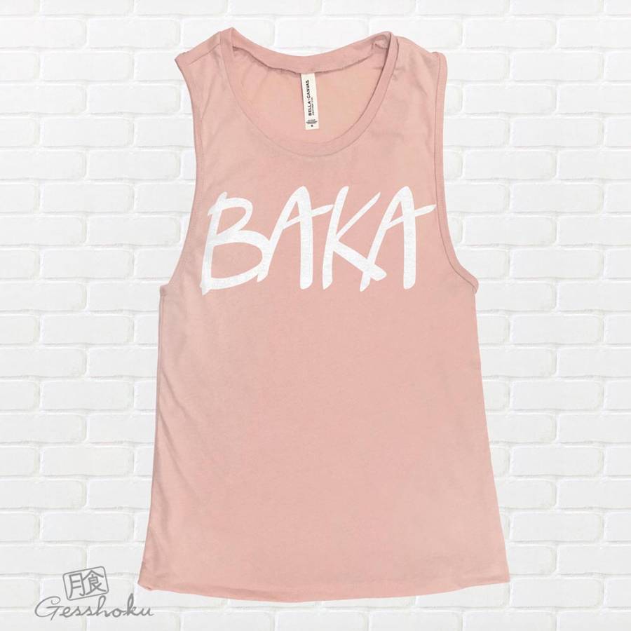 BAKA (text) Sleeveless Tank Top - Rose Gold