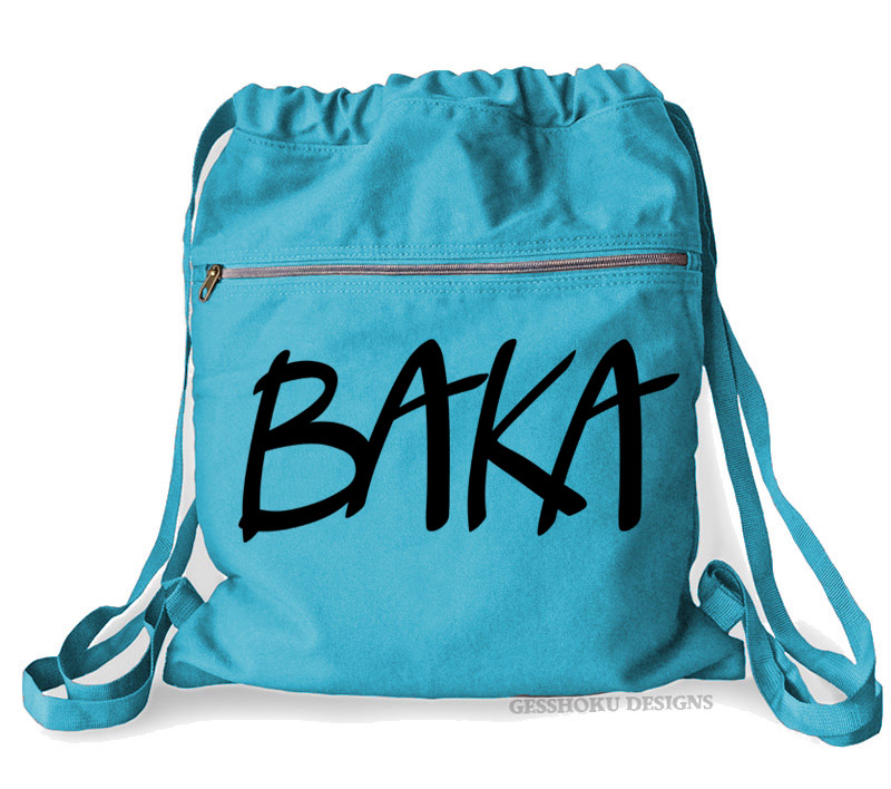 BAKA (text) Cinch Backpack - Aqua Blue