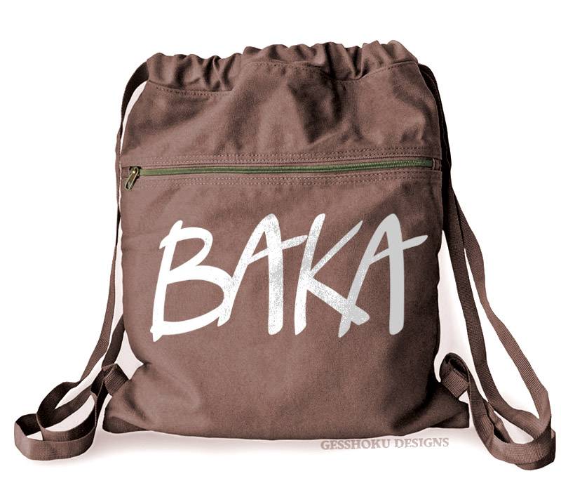 BAKA (text) Cinch Backpack - Brown