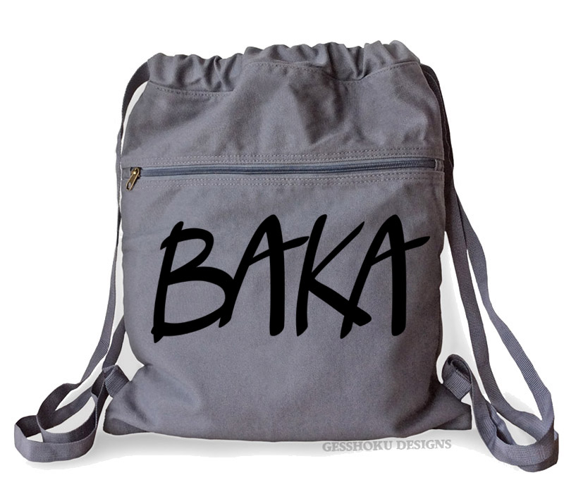 BAKA (text) Cinch Backpack - Smoke Grey