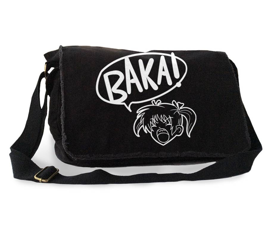 Yelling Anime Girl Messenger Bag - Black