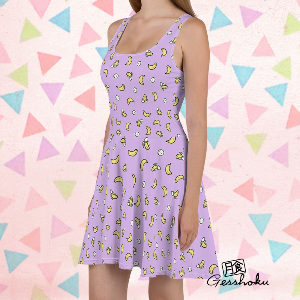 Banana Print Skater Dress - Lavender