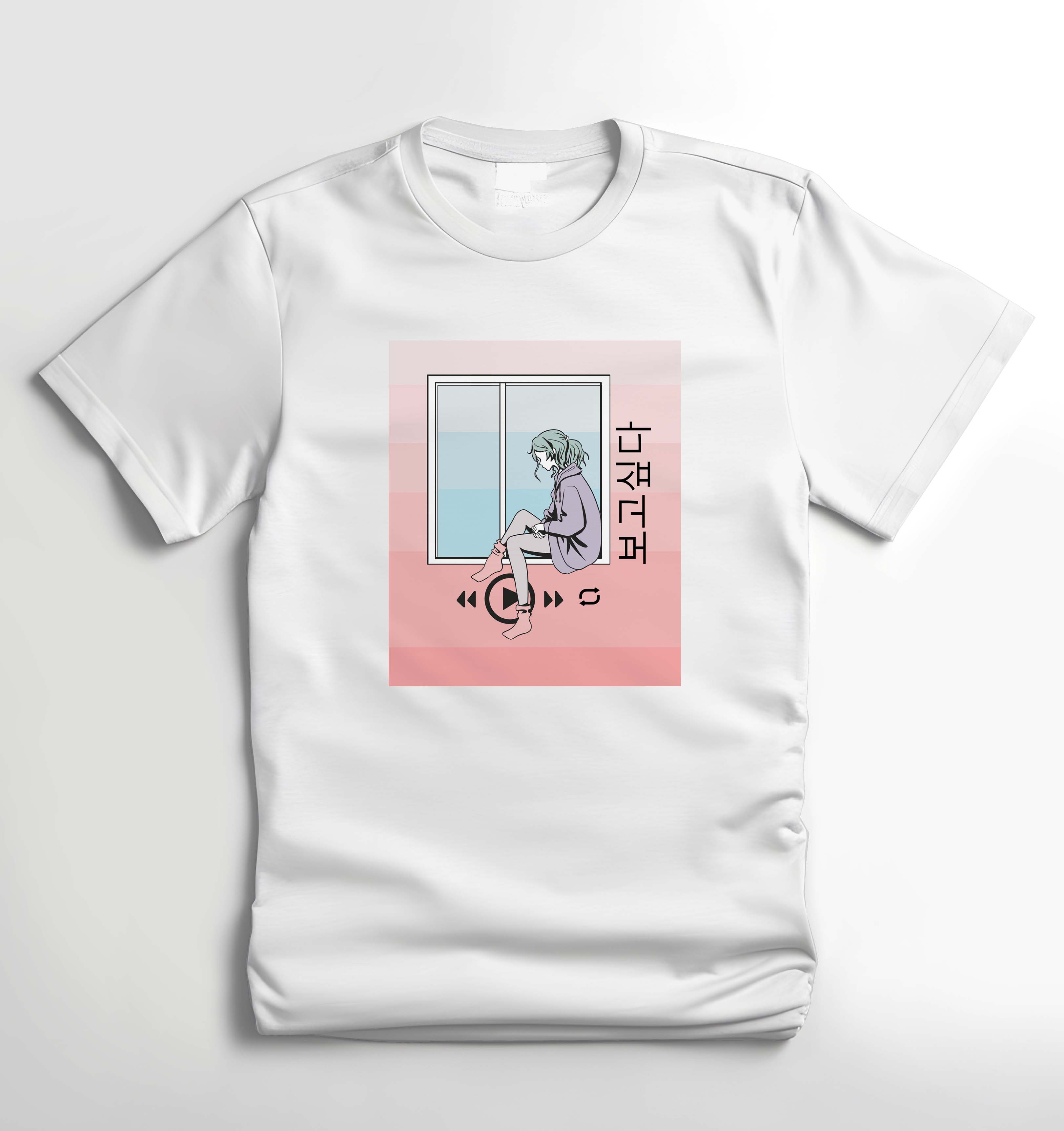 Bogoshipda Window Aesthetic Korean T-shirt - White