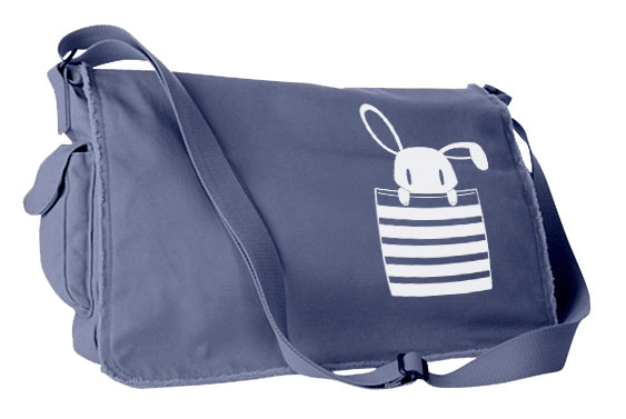 Bunny in My Pocket Messenger Bag - Denim Blue
