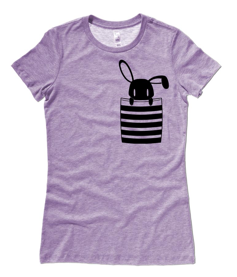 Bunny in My Pocket Ladies T-shirt - Heather Purple