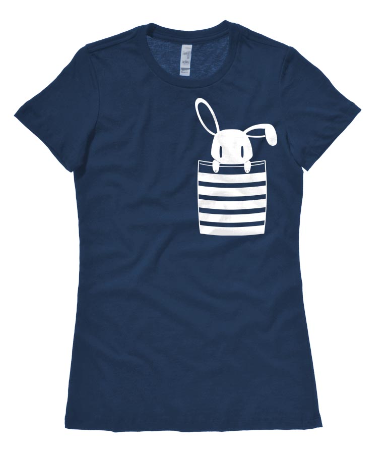 Bunny in My Pocket Ladies T-shirt - Heather Navy