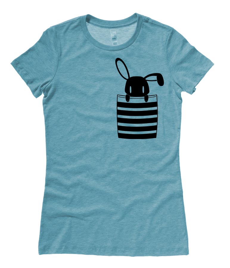 Bunny in My Pocket Ladies T-shirt - Teal