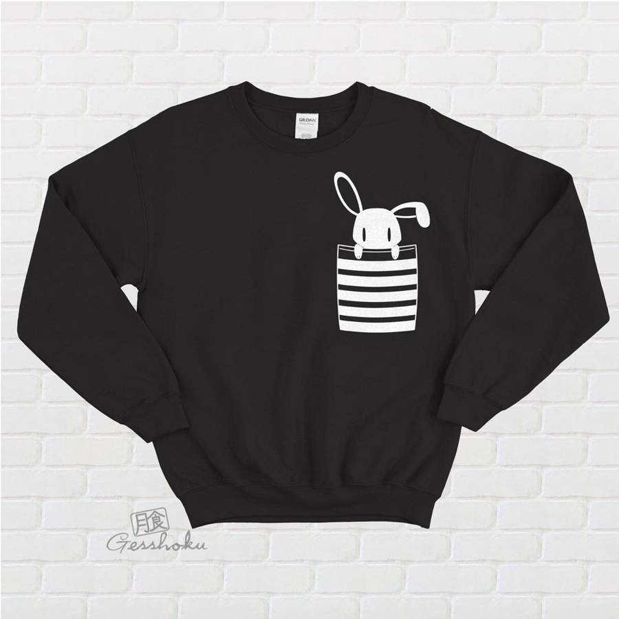 Bunny in My Pocket Crewneck Sweatshirt - Black