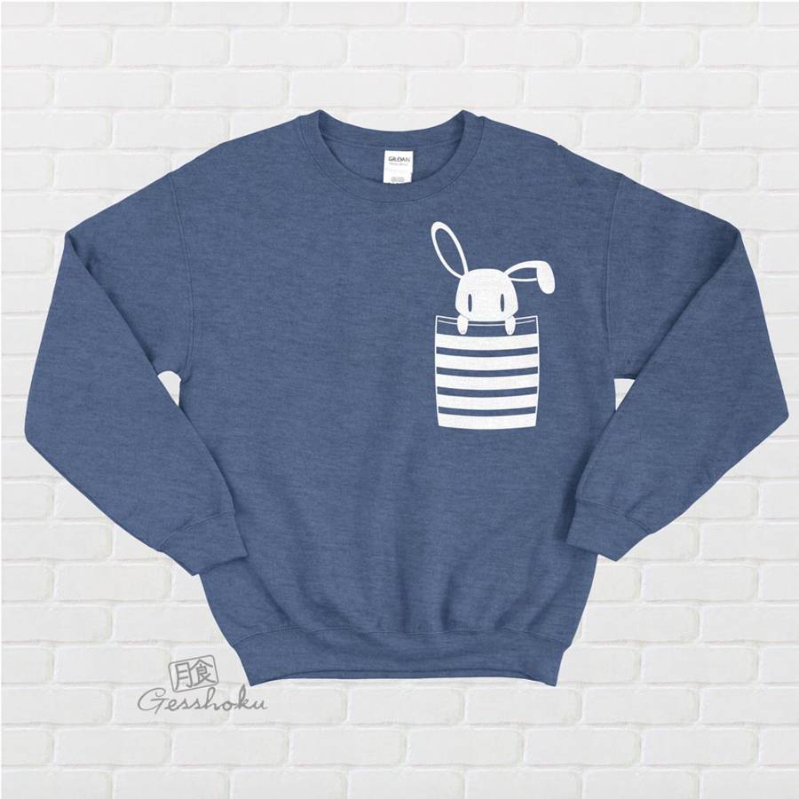 Bunny in My Pocket Crewneck Sweatshirt - Heather Blue