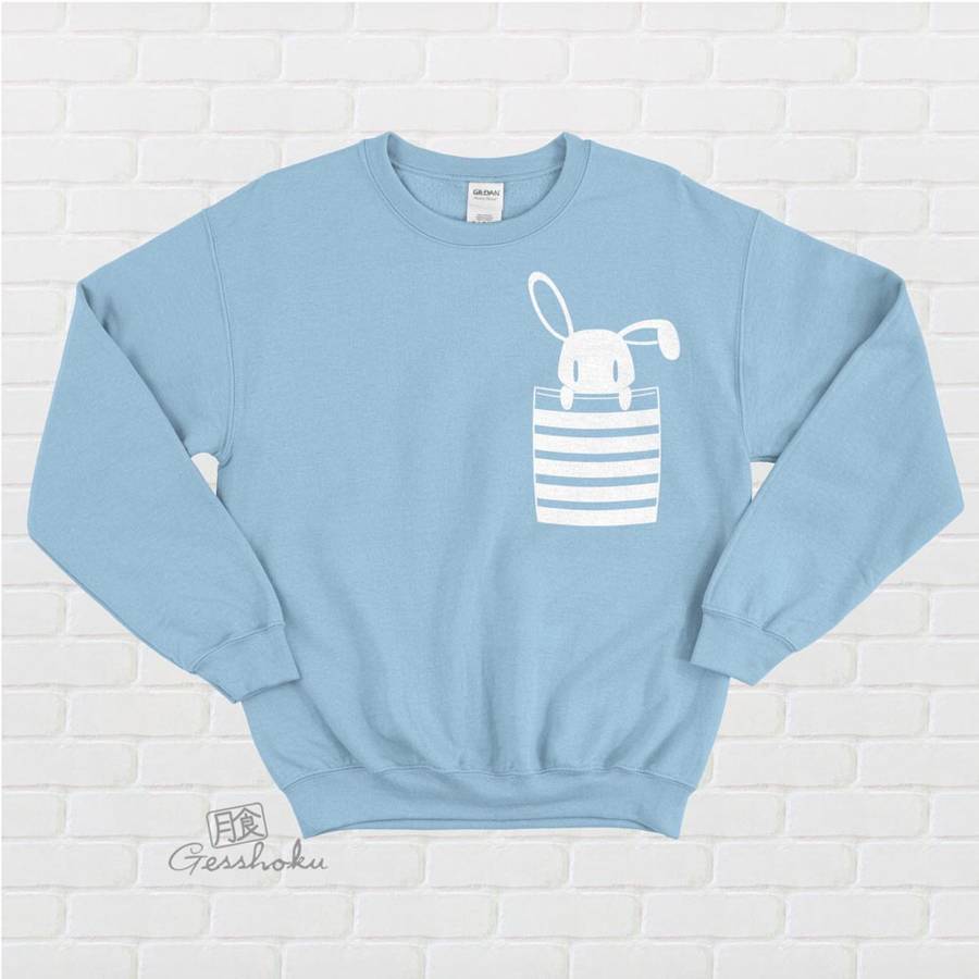 Bunny in My Pocket Crewneck Sweatshirt - Light Blue