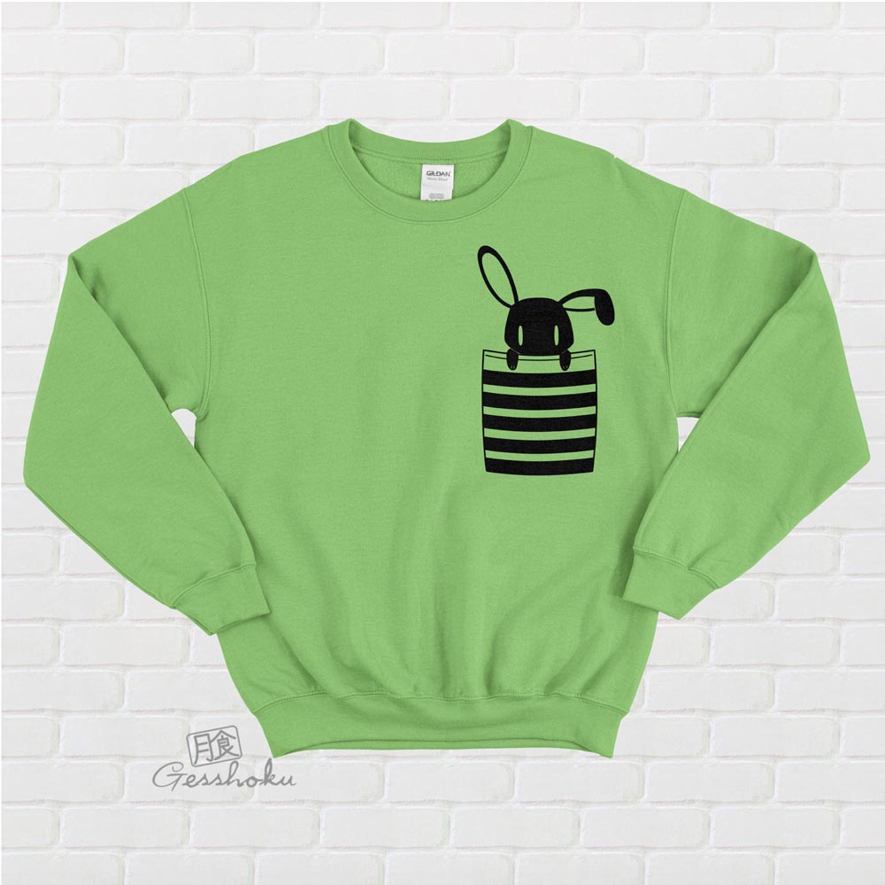 Bunny in My Pocket Crewneck Sweatshirt - Lime Green