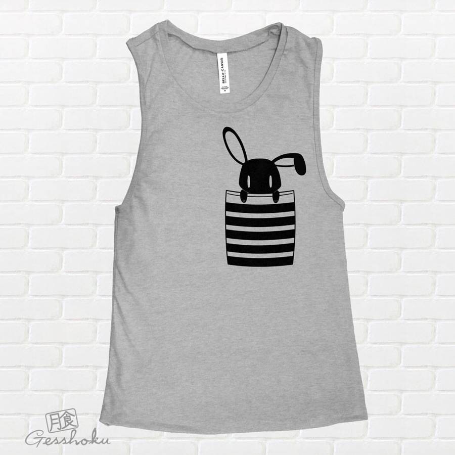 Bunny in My Pocket Sleeveless Tank Top - Light Grey