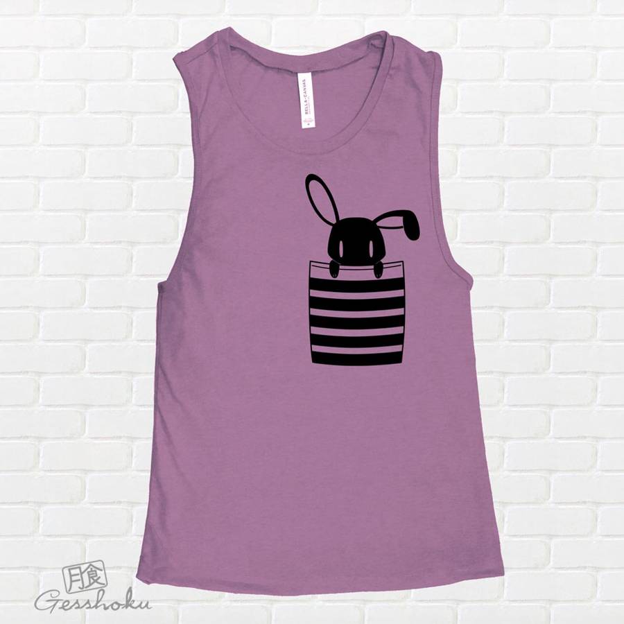 Bunny in My Pocket Sleeveless Tank Top - Purple