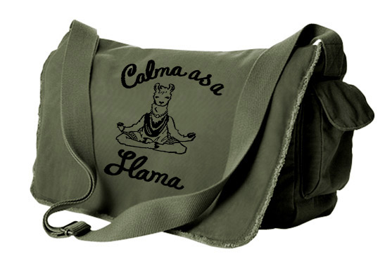 Calma as a Llama Messenger Bag - Khaki Green