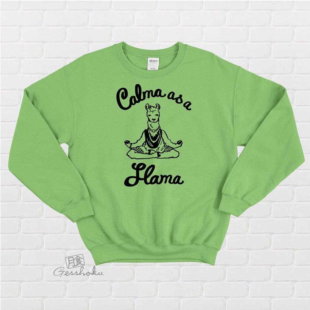 Calma as a Llama Crewneck Sweatshirt - Lime Green
