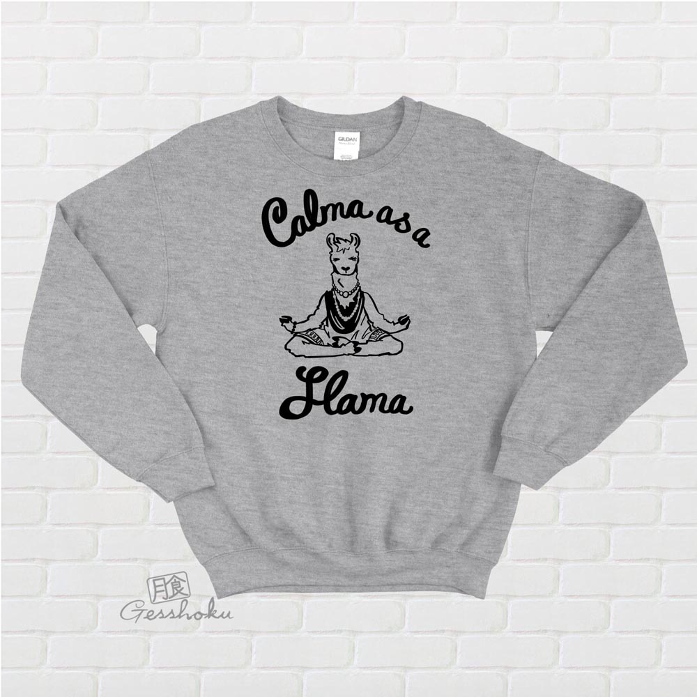 Calma as a Llama Crewneck Sweatshirt - Light Grey