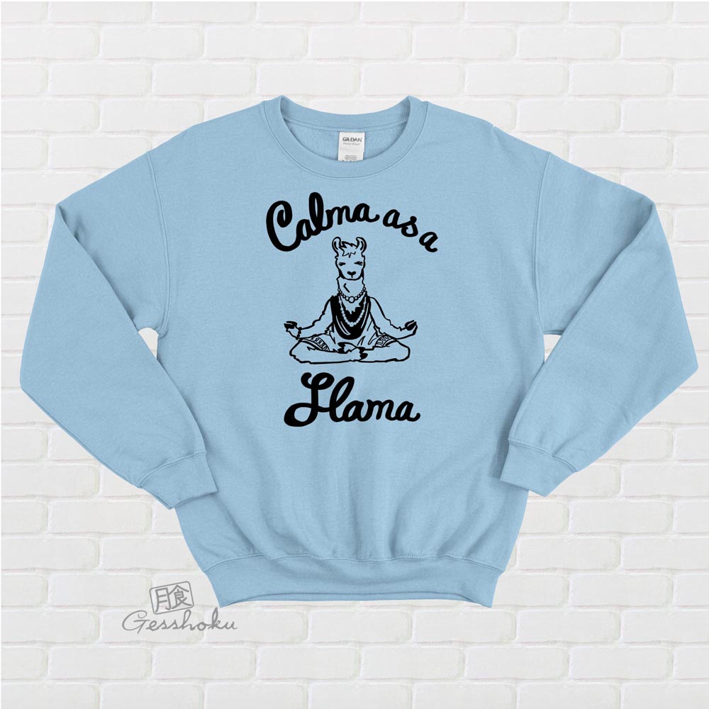 Calma as a Llama Crewneck Sweatshirt - Light Blue