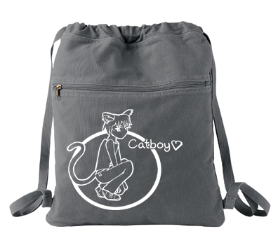 Catboys are Love Cinch Backpack - Smoke Grey
