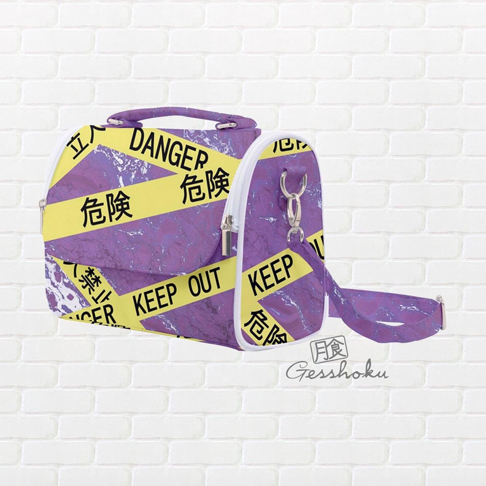 Caution Tape Aesthetic Satchel Shoulder Bag - Purple