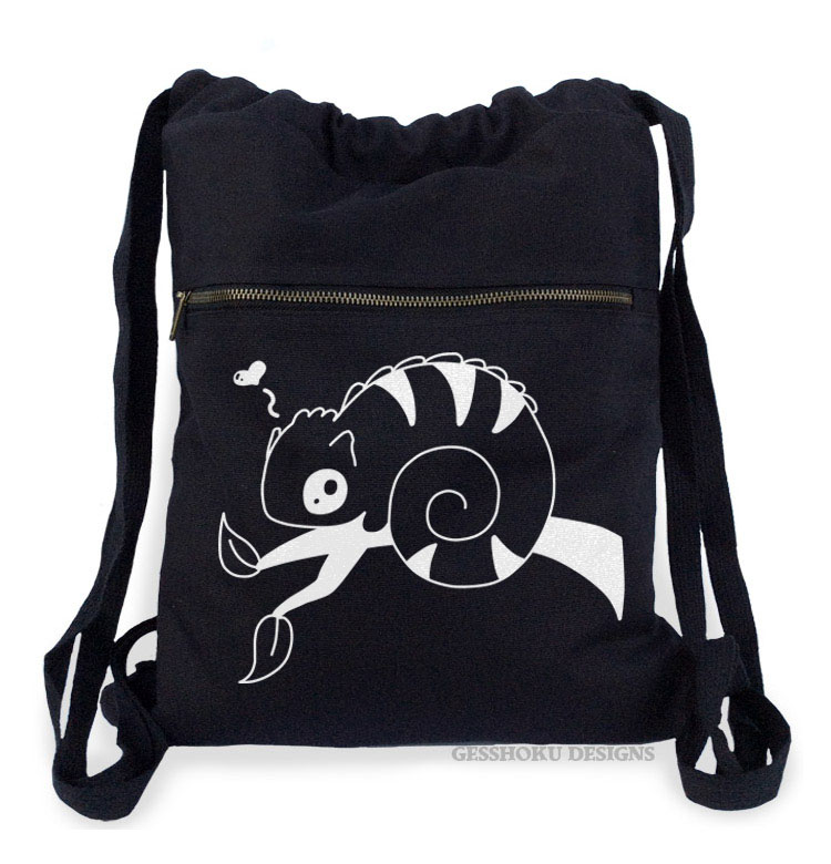 Chameleon in Love Cinch Backpack - Black